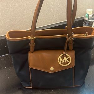 Michael Kors nylon purse. Navy and brown.